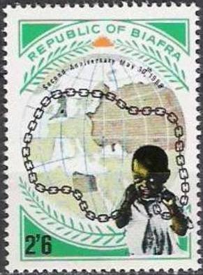 Stamp, Symbolic representation, Biafra,  , Maps, Children