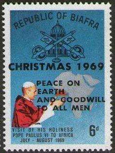 Stamp, The key of St. Peter, Biafra,  , Christmas, Religion, Popes