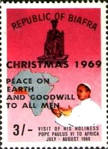 Stamp, Saint Peter, Biafra,  , Christmas, Religion, Popes