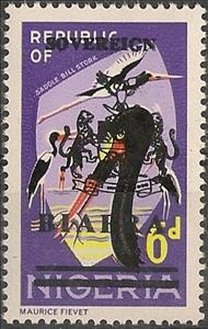 Stamp, Saddle-billed Stork (Ephippiorhynchus senegalensis), Biafra,  , Birds, Animals (Fauna)