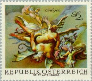 Stamp, Fresco in Abbey Altenburg, Austria,  , Biblical Accounts, Religion, Saints, Frescos, Baroque