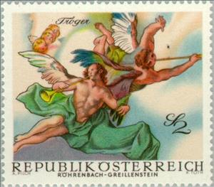 Stamp, Fresco at Röhrenbach - Greillenstein, Austria,  , Biblical Accounts, Religion, Frescos, Baroque