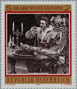 Stamp, Opera "Don Giovanni" by W.A. Mozart, Austria,  , Music, Singers, Operas