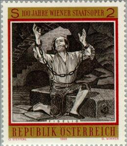 Stamp, Opera "Fidelio" by L. von Beethoven, Austria,  , Music, Singers, Operas