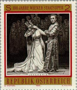 Stamp, Opera "Lohengrin" by Richard Wagner, Austria,  , Music, Singers, Operas