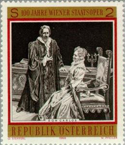 Stamp, Opera "Don Carlos" by Guiseppe Verdi, Austria,  , Music, Singers, Operas