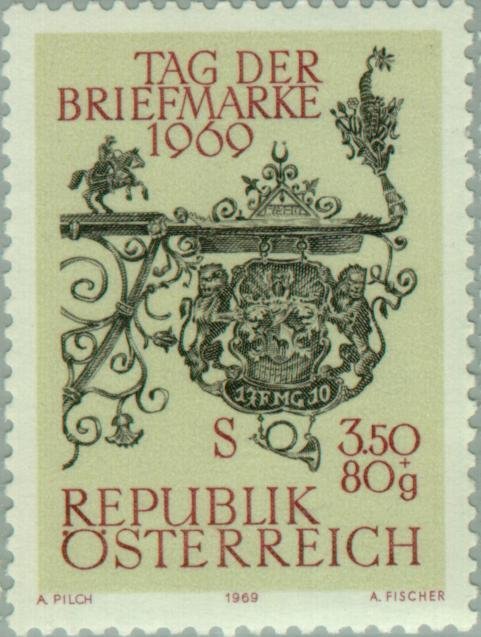 Sign of former Post office Unken (Salzburg) aquarelle