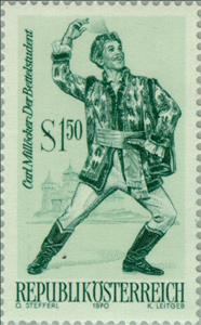 Stamp, Operette "Der Bettelstudent" by Carl Millöcker, Austria,  , Singers, Musical Comedies