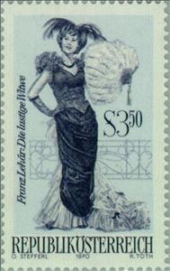Stamp, Operette "The Merry Widow" by Franz Lehár, Austria,  , Singers, Musical Comedies