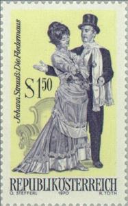 Stamp, Operette "Die Fledermaus" by Johann Strauß, Austria,  , Singers, Musical Comedies