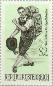 Stamp, Operette "Der Vogelhändler" by Carl Zeller, Austria,  , Singers, Musical Comedies