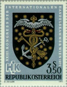 Stamp, Coat of arms of wholesalers (c. 1900), Austria,  , Heraldic Animals, Conferences, Trade, Coats of Arms