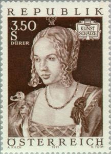 Stamp, "Venice Girl" by Albrecht Dürer (1471-1528), Austria,  , Paintings