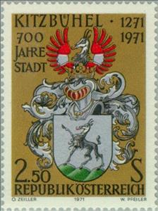 Stamp, Coat of arms of Kitzbühel, Austria,  , Heraldic Animals, Coats of Arms