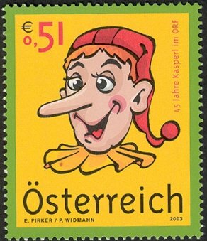 Stamp, Series Confetti - "Kasperl", Austria,  , Comics