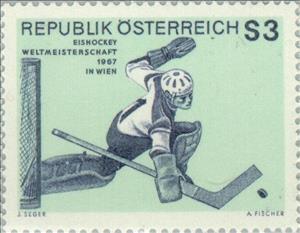 Stamp, Ice-hockey goalkeeper, Austria,  , Sport, Skating, Winter Sports, Ice-hockey