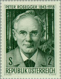 Stamp, Peter Rosegger (1843-1918) writer & poet, Austria,  , Authors, Literary People (Poets and Writers)