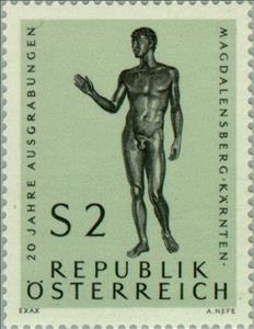 Stamp, Young man of Helenenberg, copy of Greek bronze statue, Austria,  , Sculptures, Statues, Archaeology