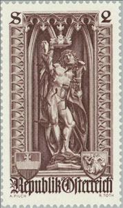 Stamp, Saint Sebastian, Austria,  , Sculptures, Religion, Saints, Statues