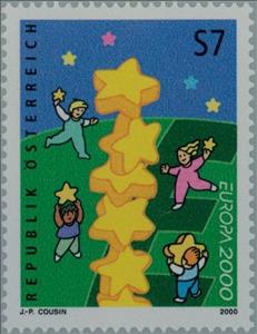Stamp, C.E.P.T.- Tower of stars, Austria,  , Postal Unions, C.E.P.T., Europe, Stars