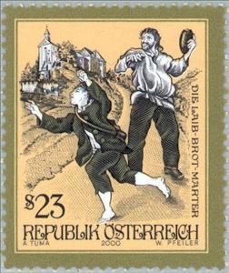Stamp, The loaf of bread wayside cross, Austria,  , Legends, Churches - Cathedrals - Basilicas - Chapels
