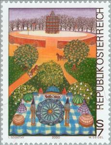 Stamp, "Turf Turkey" by Ida Szigethy, Austria,  , Art