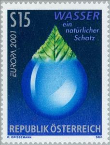 Stamp, C.E.P.T.- Water, Austria,  , Postal Unions, European Union, C.E.P.T., Europe, Water