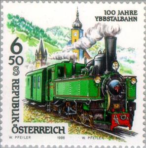 Stamp, Ybbstal Railway, 100th anniversary, Austria,  , Railways