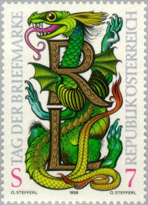 Letters R and L and dragon