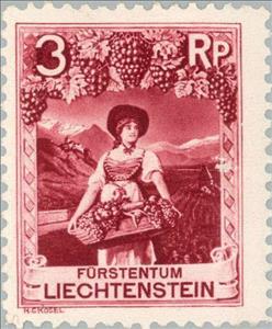 Stamp, Landscapes, Liechtenstein,  , Landscapes, Agriculture, Professions, Viticulture