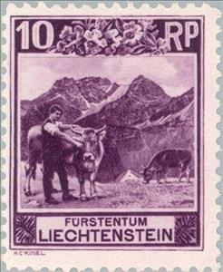 Stamp, Alp at the Bettlerjoch, Liechtenstein,  , Landscapes, Mammals, Mountains, Cattle, Animals (Fauna)