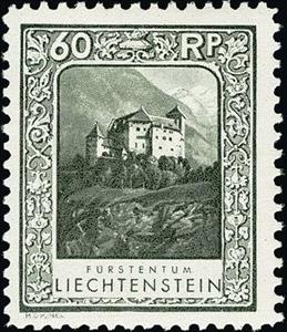 Stamp, Gutenberg castle, Liechtenstein,  , Landscapes, Castles