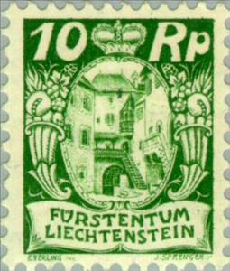 Stamp, Courtyard, Vaduz castle, Liechtenstein,  , Castles