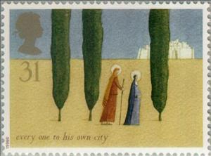 Stamp, The Journey to Bethlehem, United Kingdom of Great Britain & Northern Ireland,  , Trees, Biblical Accounts, Christmas, Feasts, Plants (Flora)