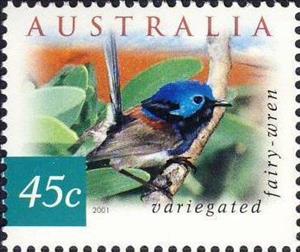 Stamp, Variegated Fairywren (Malurus lamberti), Australia,  , Birds