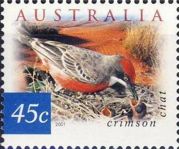 Stamp, Crimson Chat (Ephthianura tricolor), Australia,  , Birds