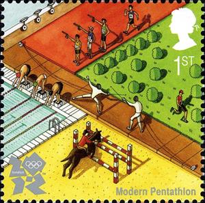 Stamp, Modern Pentathlon, United Kingdom of Great Britain & Northern Ireland,  , Sport, Athletics, Olympic Games