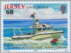 Stamp, Ships, Jersey,  , Ships, Vehicles, Fishery