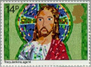 Stamp, Jesus Christ, by Tracy Jenkins, age 14, United Kingdom of Great Britain & Northern Ireland,  , Biblical Accounts, Christmas, Religion, Drawings