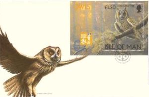 First Day Cover, Long-eared Owl (Asio otus), Isle of Man,  , Owls