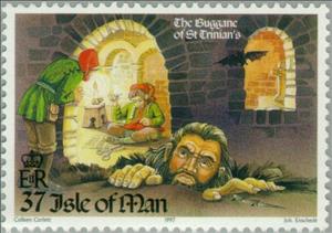 Stamp, C.E.P.T.- Sages and legends, Isle of Man,  , Mammals, Europe, Legends, Bats, Animals (Fauna)
