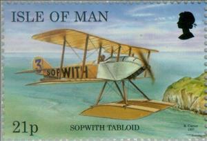 Stamp, Airplanes - Sopwith Tabloid, Isle of Man,  , Vehicles, Aircrafts