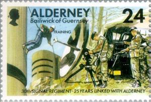 Stamp, Signallers Training in Alderney, Alderney,  , Weapons, Military Forces, Uniforms, Anniversaries and Jubilees