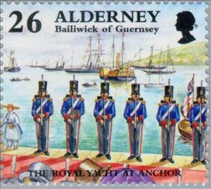 Stamp, 150th Anniv of Harbour - Guard of Honour, Alderney,  , Ships, Military Forces, Uniforms, Sailing Ships, Anniversaries and Jubilees