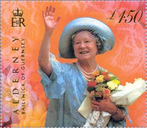 Stamp, Queen Mother on Alderney, Alderney,  , Royalty, Special Occasions, Flowers, Queens