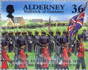 Stamp, Events - Royal Engineers Colour Party, 1859, Alderney,  , Anniversaries and Jubilees