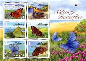 Souvenir Sheet, Butterflies , Alderney,  , Butterflies