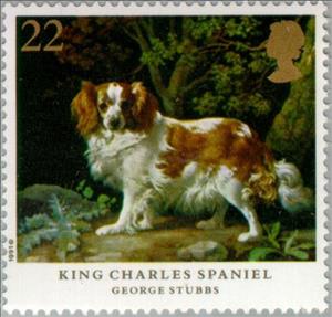 Stamp, Cavalier-King-Charles-Spaniel (Canis lupus familiaris), United Kingdom of Great Britain & Northern Ireland,  , Mammals, Paintings, Dogs, Animals (Fauna)