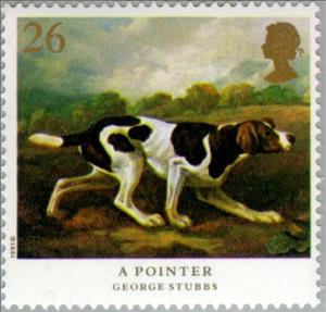 Stamp, English Pointer (Canis lupus familiaris), United Kingdom of Great Britain & Northern Ireland,  , Mammals, Paintings, Dogs, Animals (Fauna)