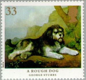 Stamp, Rough Dog (Canis lupus familiaris), United Kingdom of Great Britain & Northern Ireland,  , Mammals, Paintings, Dogs, Animals (Fauna)